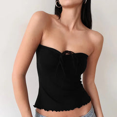Strappy Tie Up Solid Tube Top