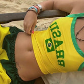 Women's Brazil print cami flag crop top with gothic style.