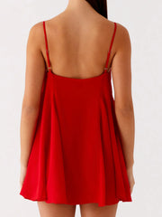 Red Sleeveless Thin Strap Mini Dress