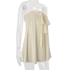 Satin Strapless Bow Tie Mini Dress