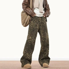 Leopard Print Star Straight-Leg Jeans