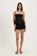 Spaghetti Strap Chiffon See Through Mini Dress