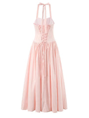 Halter Neck Puff Maxi Dress