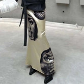 Satin Face Printed Maxi Skirt
