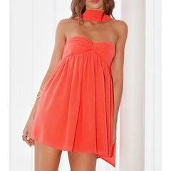 Babydoll Mini Tube Dress with Scarf