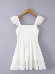 White Ruffles Cake Mini Dress