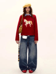 Red Horse Graphic Sweater