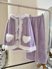Purple Fur Plush 3 Piece Pajama Set