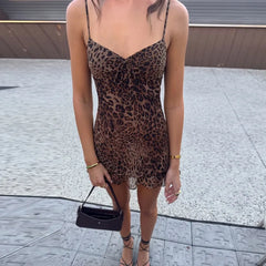 Leopard Print Chiffon Mini Dress