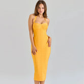 Yellow Bandage Midi Dress