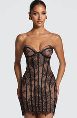 Lace Bodycon Bustier Strapless Mini Dress