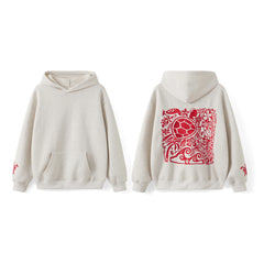 Embroidered Long Sleeve Hooded Sweatshirt