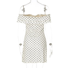 White Polka Dot Off-Shoulder Mini Dress