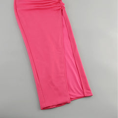 Pink Sleeveless Cut Out Maxi Dress