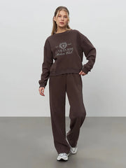 Letter Print Sweatshirt And Pants Set