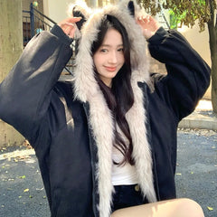 Fur Collar Hooded Jacket