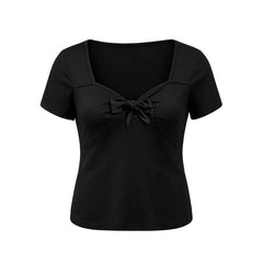 Front Bow Knot Short Sleeve T-Shirt