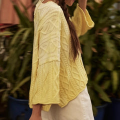 Cable Knit Round Neck Long Sleeve Sweater