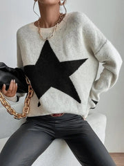 Star Pattern O-Neck Sweater Pullover