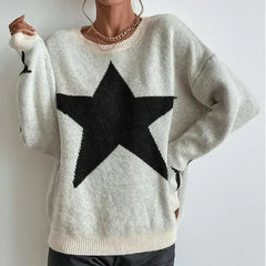 Star Pattern O-Neck Sweater Pullover