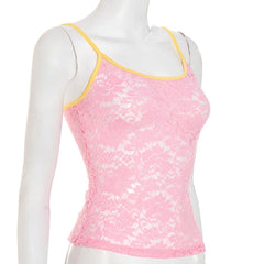 Pink Lace Sheer Cami Top