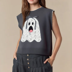 Halloween Knit Back Tie Up Vest