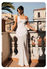 Off Shoulder Draped Corset Mesh Maxi Dress