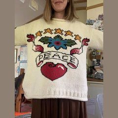 Crew Neck Graphic Knit Sweater