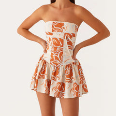 Corset Tube Pleated Mini Dress - Backless A-Line