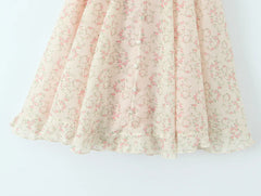 Beige Puff Sleeve Printed Mini Dress