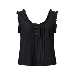 Ruffle U Neck Sleeveless Crop Top