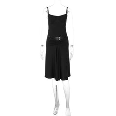 Spaghetti Strap Top And High Waist Ruched Midi Skirt Set