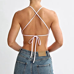 Knitted Backless Halterneck Crop Top