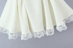 White Sequin Tweed Flare A-line Mini Dress