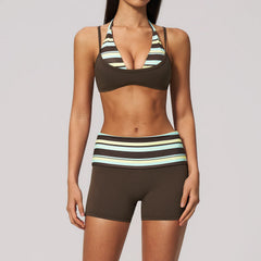 Printed Patchwork Crop Top And Leggings Set