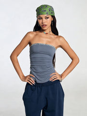Button Patchwork Tank Top