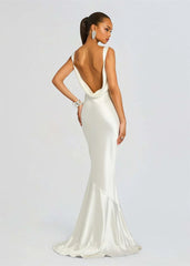 Mermaid Hem Open Back Cowl Strap Maxi Dress