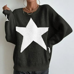 Star Pattern O-Neck Sweater Pullover