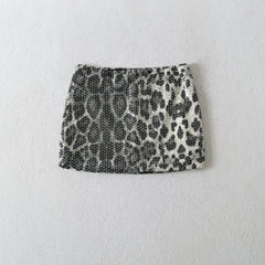 Animal Sequin Mini Skirt