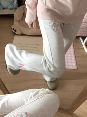 Flare High Waist Butterfly Embroidery Track Pants