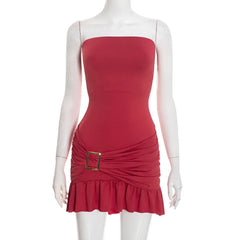 Strapless Ruched Hem Mini Dress