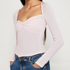 Sweatheart Neck Long Sleeve Top