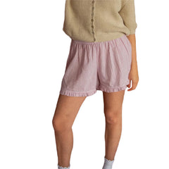 Elastic Waist Striped Plaid Print Shorts - Casual Knit