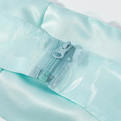 Blue Mesh 3d Floral Tube Top And Skirt Set