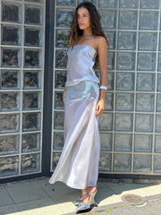 See Through Sleeveless Sequin Patchwork Maxi Dress