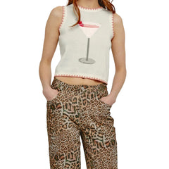 Knit Printed Cropped Vest
