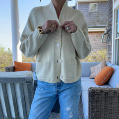 Women's American flag print cardigan with a loose fit and v-neck.