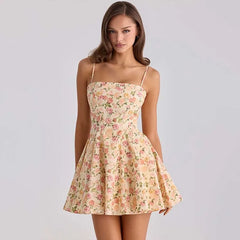 Spaghetti Strap Pleated Hem Mini A-line Dress