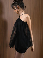 Mesh Flare Halter Mini Dress