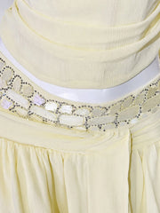 Yellow Diamonds Lace-up Top And Irregular Hem Midi Skirt Set